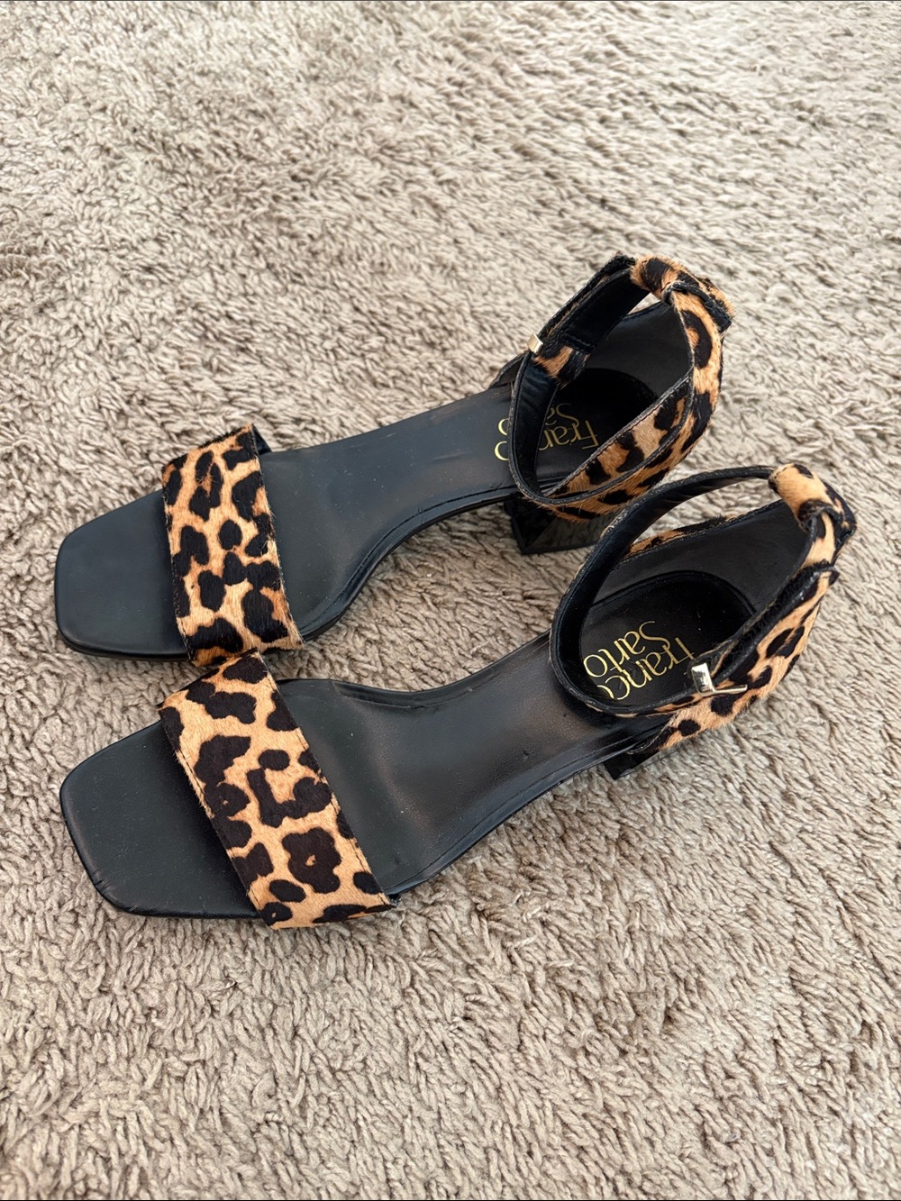 Cheetah print ankle strap sandals